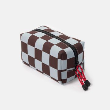 Wine and Blue Check Grooming Bag