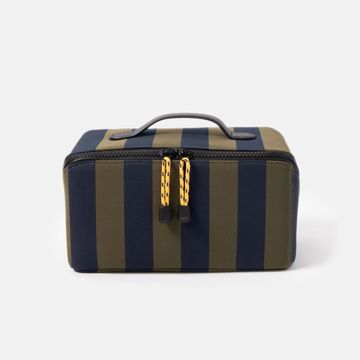Khaki &amp; Navy Stripe Diagonal Wash Bag