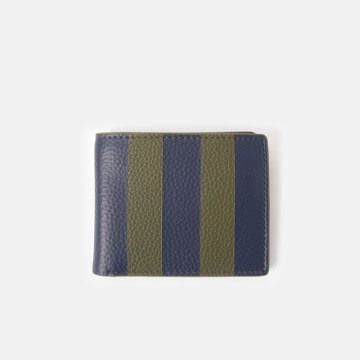 Navy &amp; Khaki Stripe Billfold Wallet