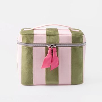 Pink and Green Stripe Large Vanity Case