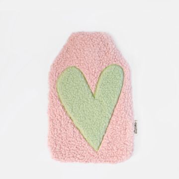Light Pink and Green Borg Hot Water Bottle