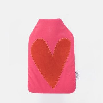 Pink and Orange Heart Velvet Hot Water Bottle