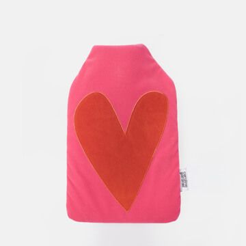Pink and Orange Heart Velvet Hot Water Bottle