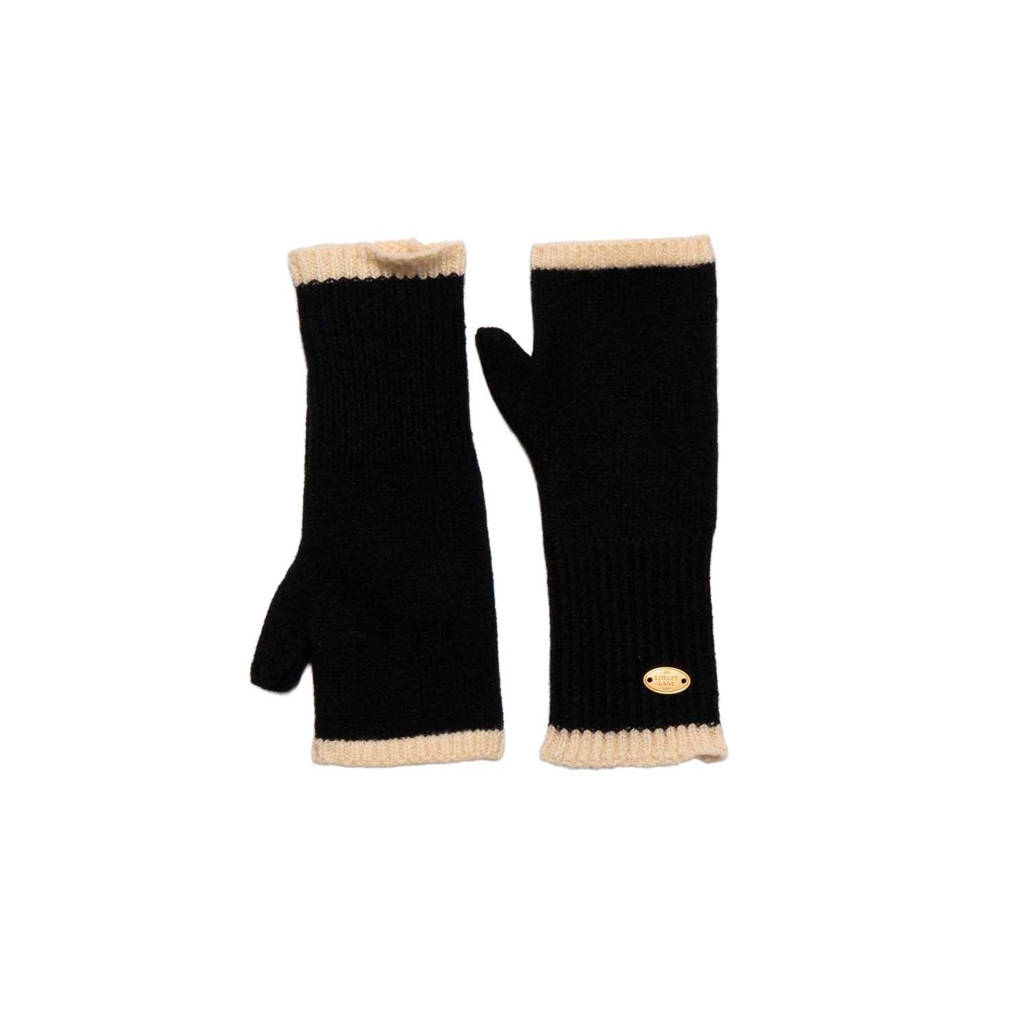Gloves Border Detail Fingerless, Colour: Black