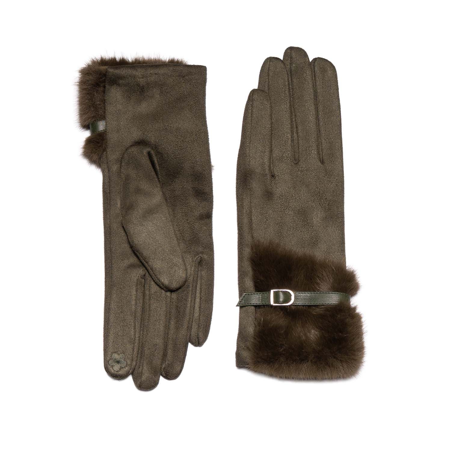 Gloves Faux Fur Detail Touch Screen