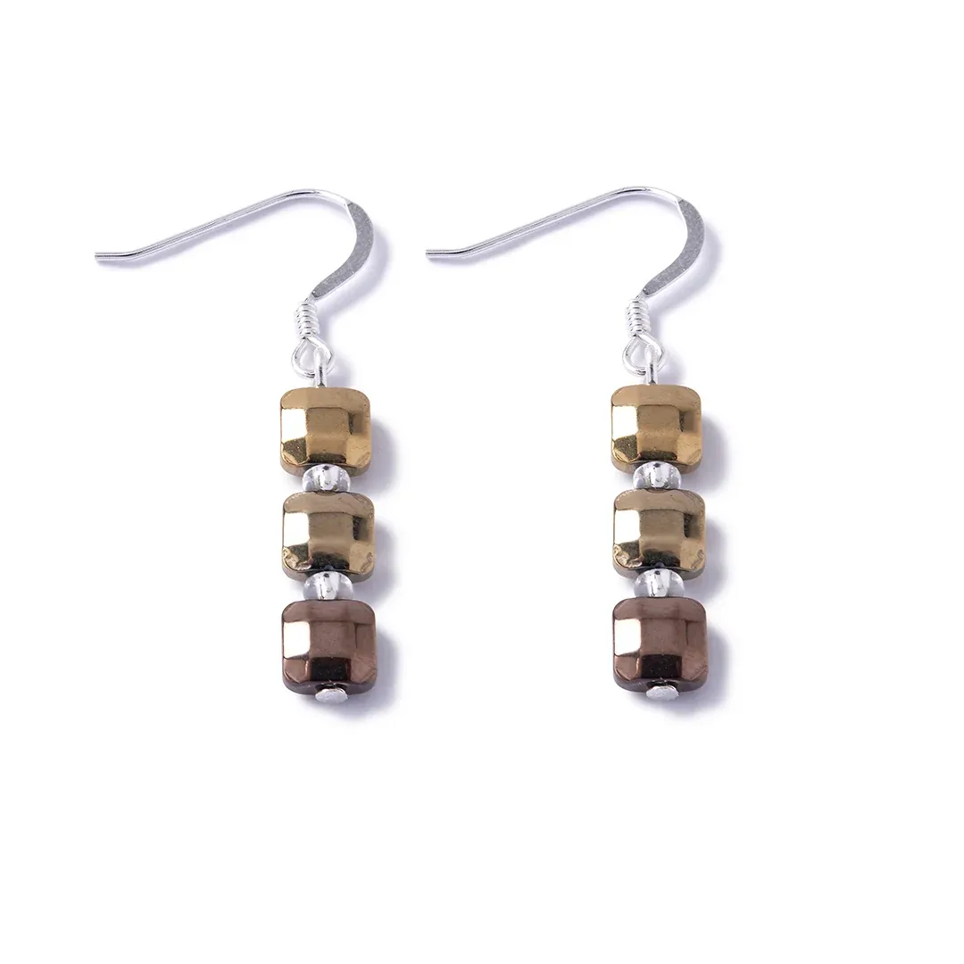 Golden Cubic Hematite Jewellery, type: Earrings
