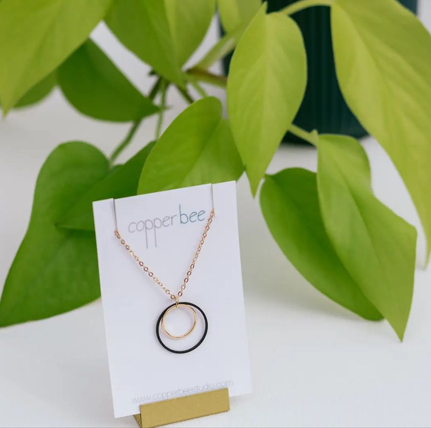 Black and Brass Multi Hoops Necklace