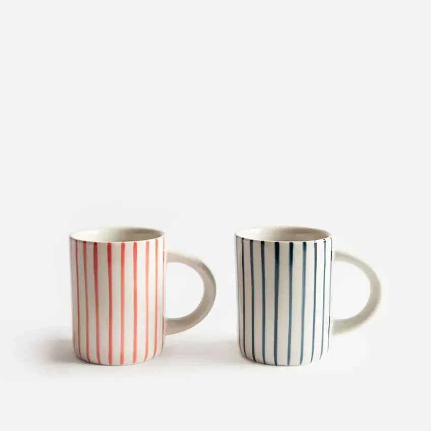 Multi Stripe Set of 2 Espresso Mugs