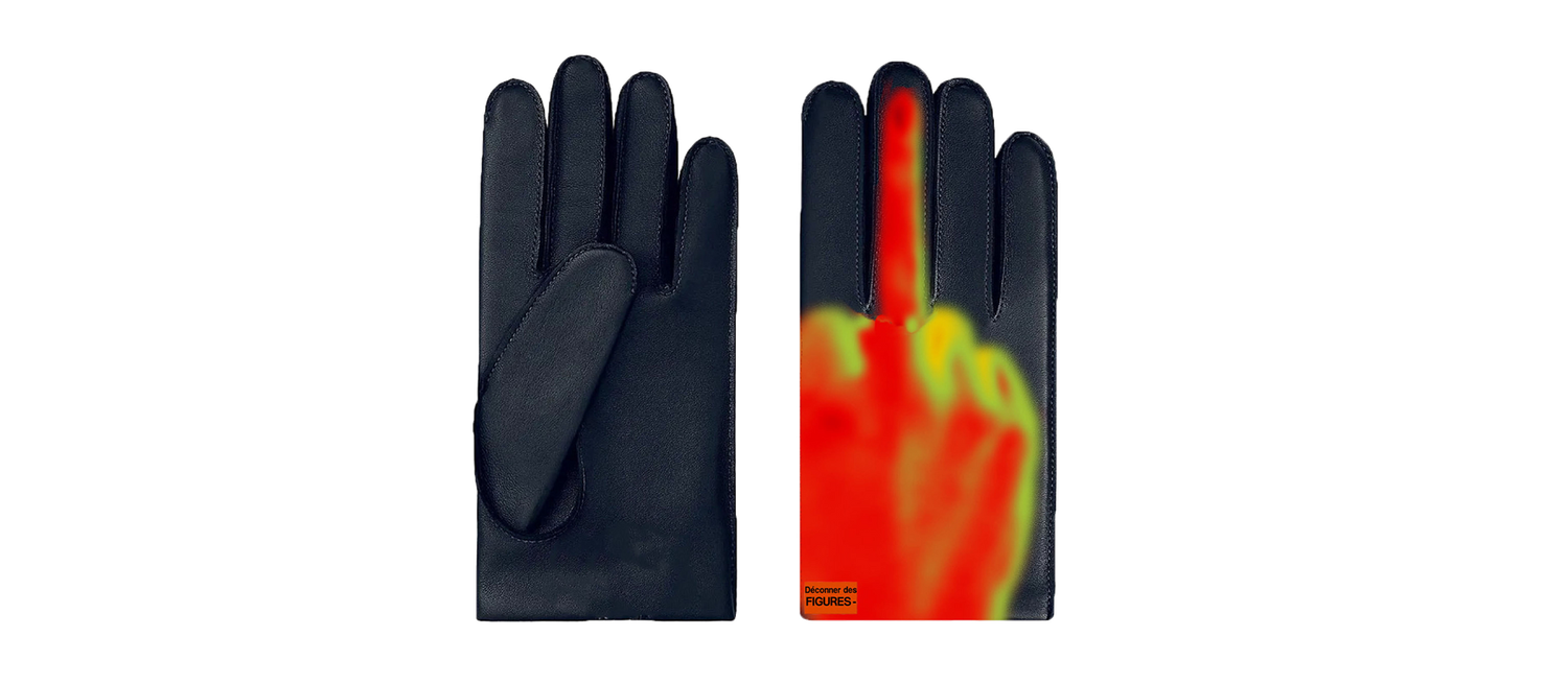 Black Figures Leather Gloves