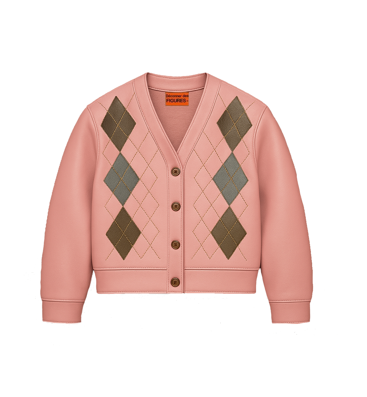 Pink Leather Cardigan