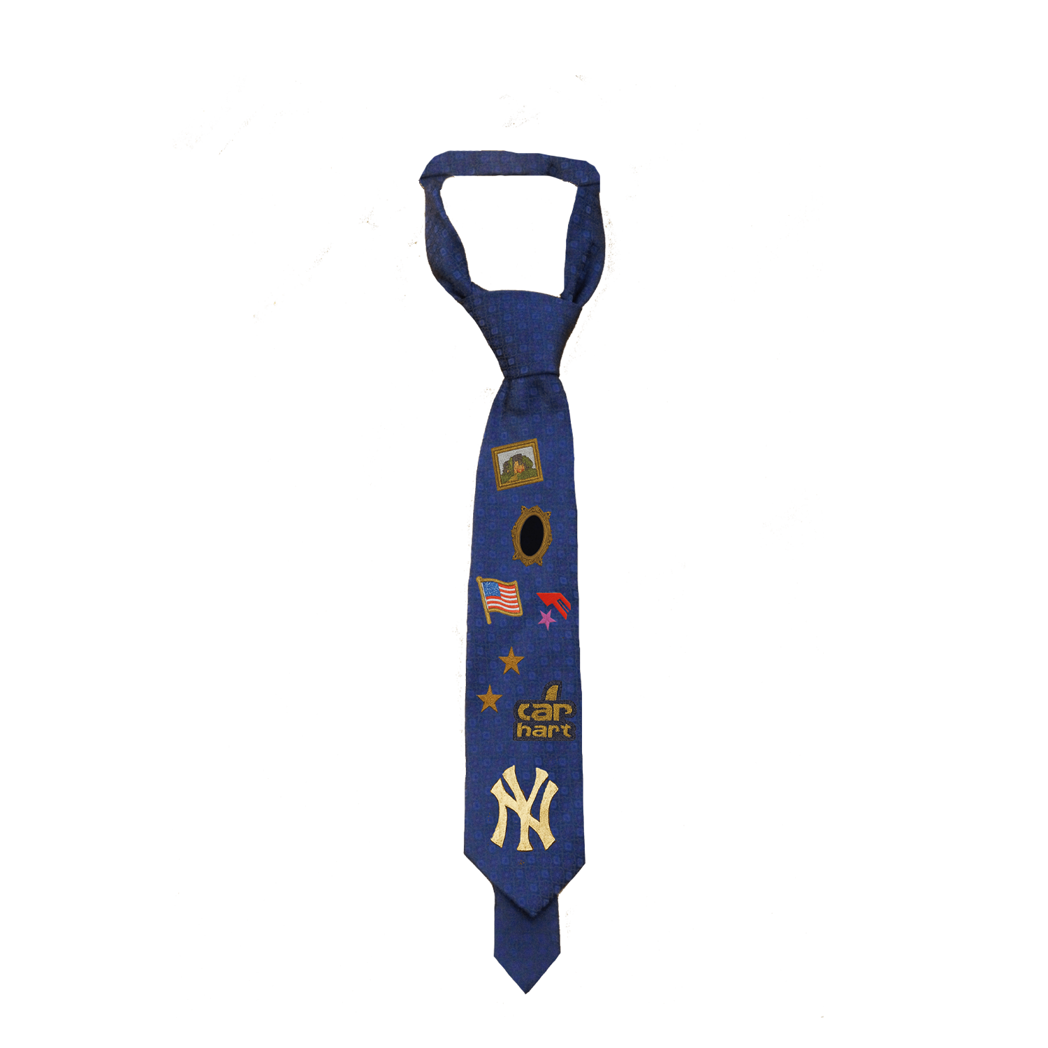 Logos Embroidered Blue Cravat