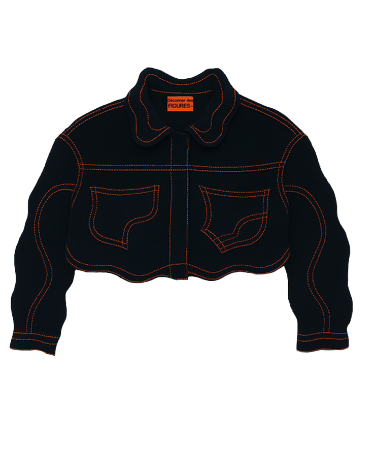 Wave Cut black denim Jacket