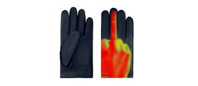 Black Figures Leather Gloves