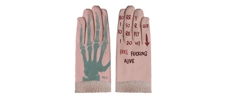 Pink Figures Skeleton Gloves