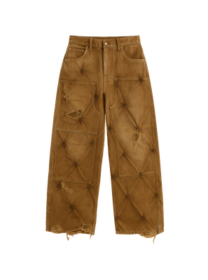 quilted washed out beige pants