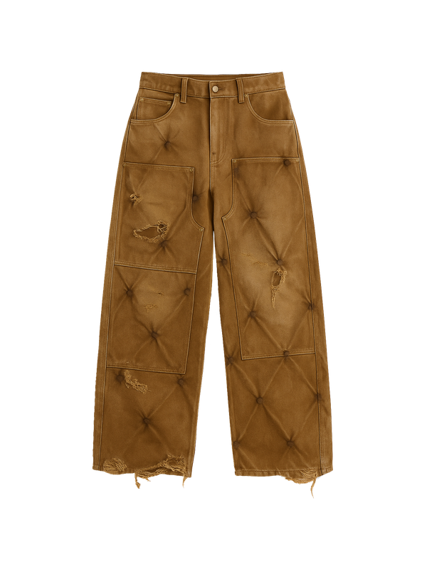 quilted washed out beige pants