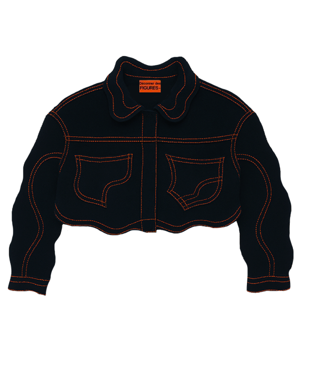 Wave Cut black denim Jacket