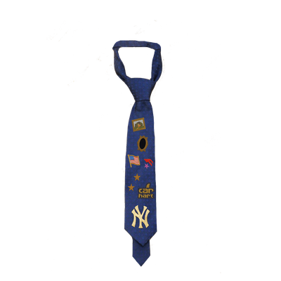 Logos Embroidered Blue Cravat