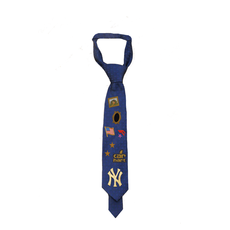 Logos Embroidered Blue Cravat