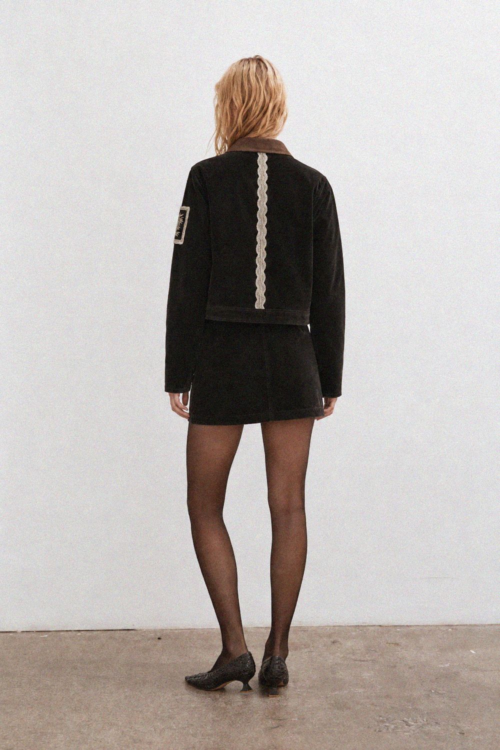 Black Velvet jacket with lace trim