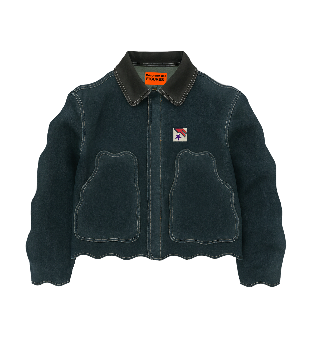 Wave Cut Jacket Charcoal Blue