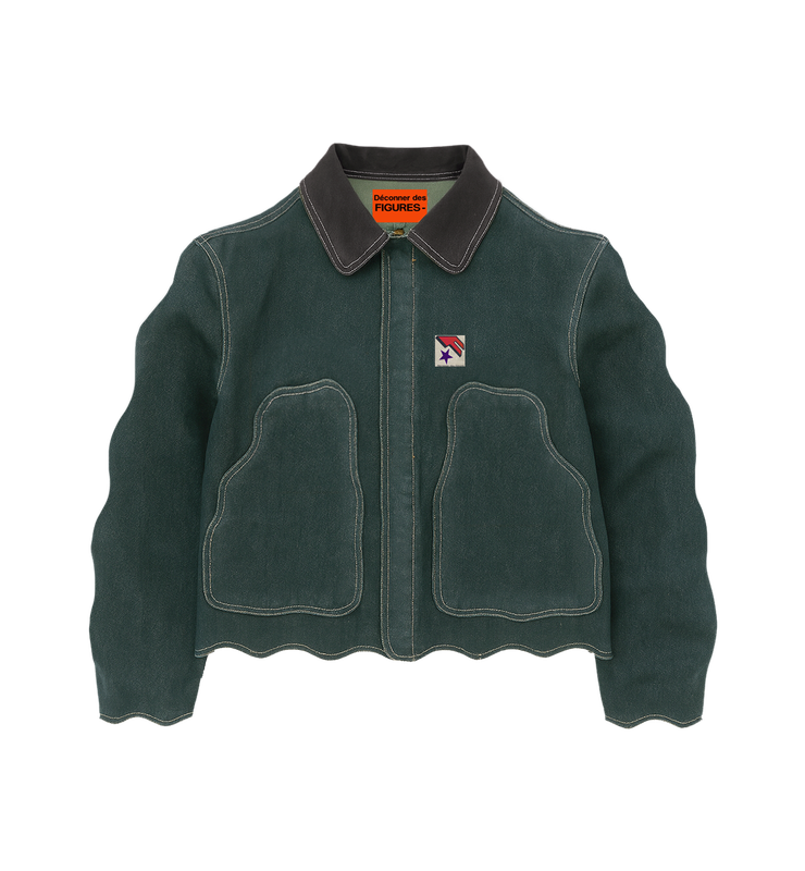 Wave Cut Jacket Greenish Blue