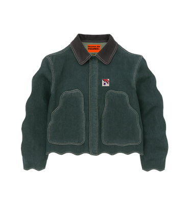Wave Cut Jacket Greenish Blue