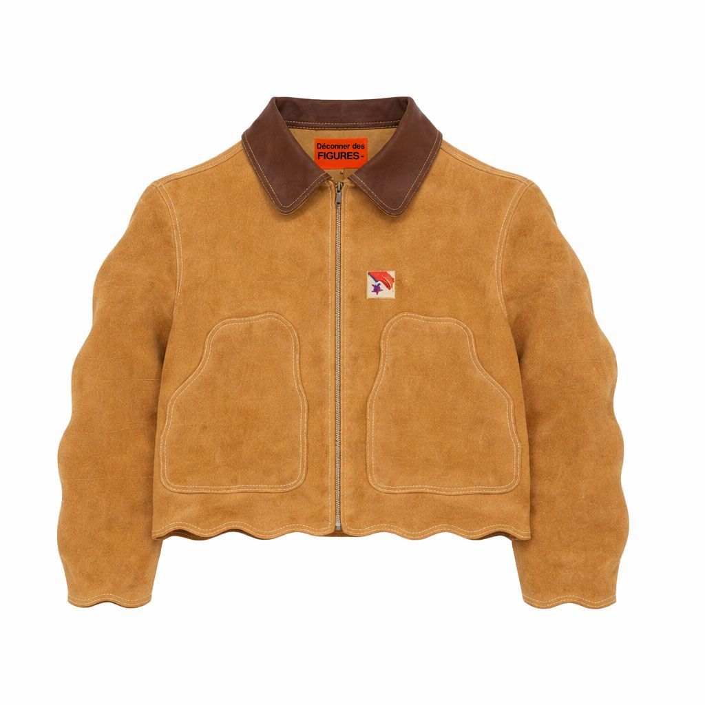 Wave Cut Jacket Suede Camel