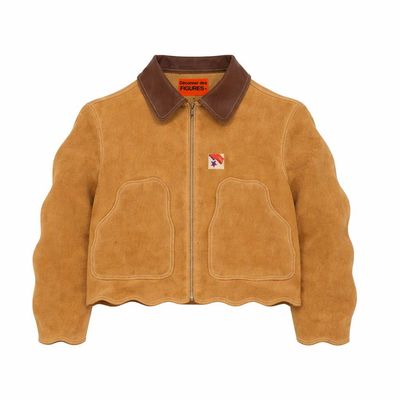 Wave Cut Jacket Suede Camel
