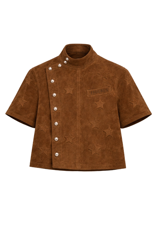 Brown Suede jacket with embossed stars