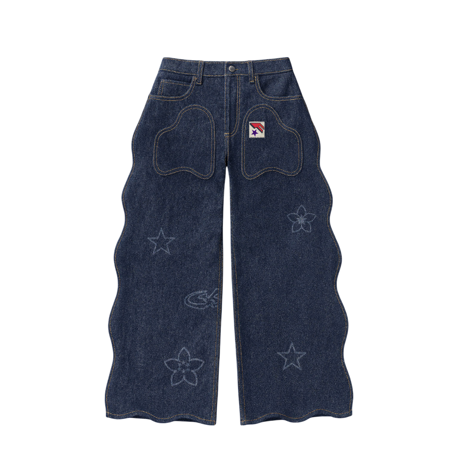 Double pockets wave denim