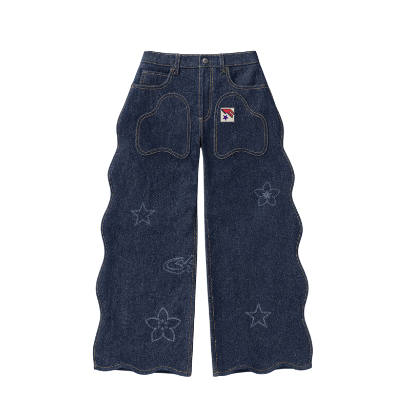 Double pockets wave denim