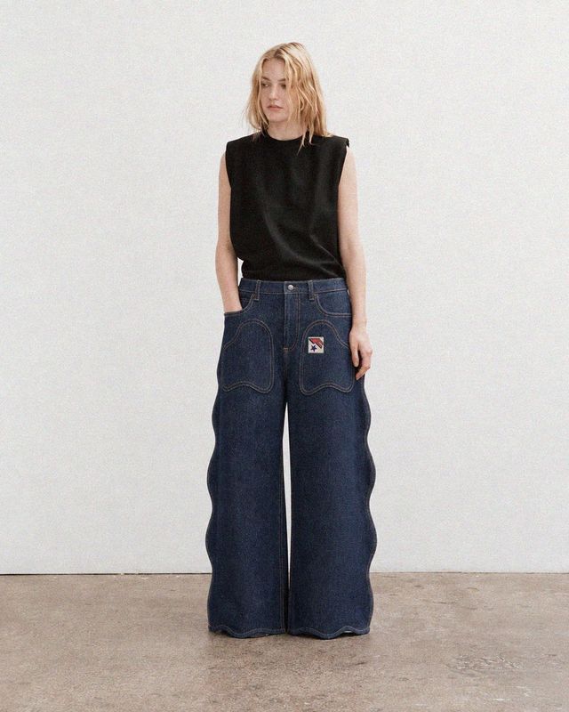 Double pockets wave denim