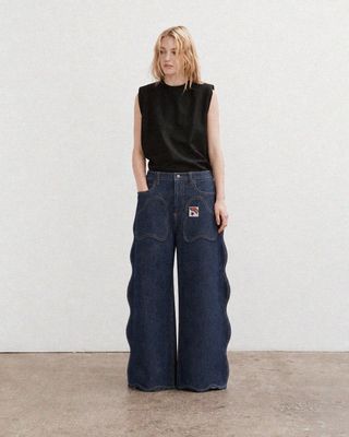 Double pockets wave denim Double pockets wave denim