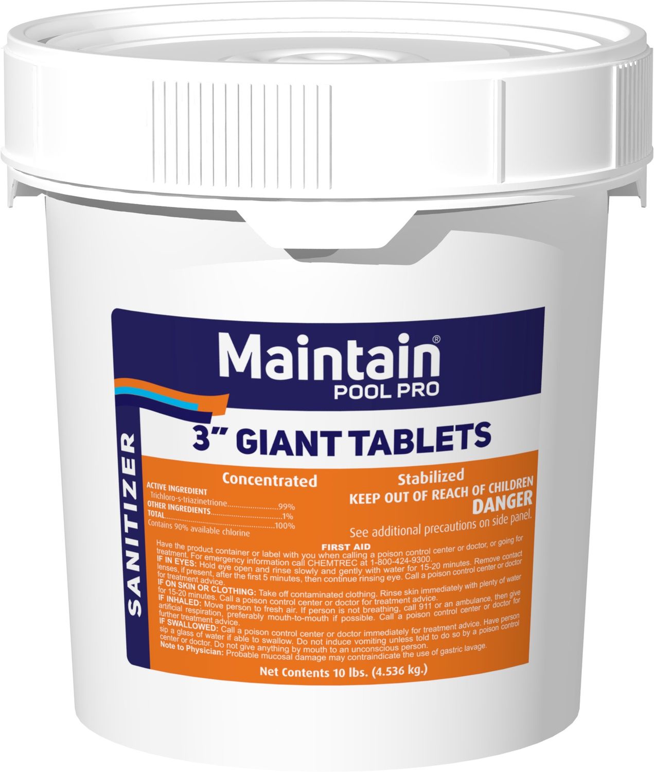 Maintain 3 Inch Chlorine Tablets, 10 lbs. - Stabilized 99% Tri-Chloro