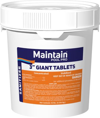 Maintain 3 Inch Chlorine Tablets, 10 lbs. - Stabilized 99% Tri-Chloro