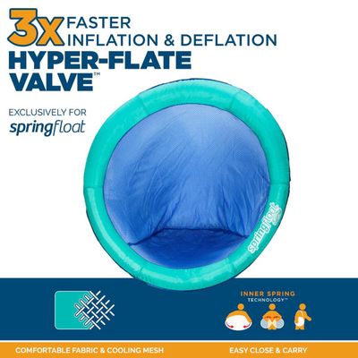 Spring Float Papasan Inflatable Pool Lounger with Hyper-Flate Valve