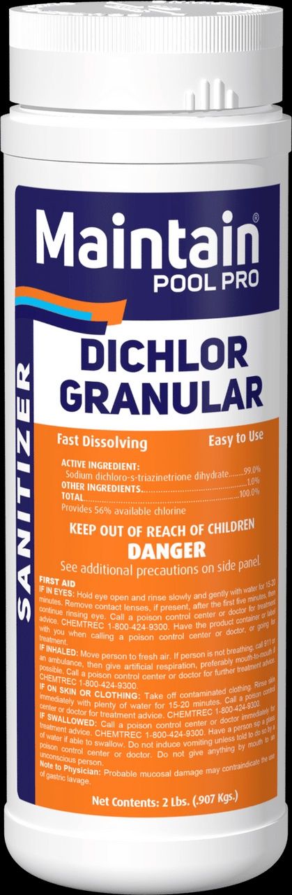 Di-Chlor Granular Chlorine - 99% Sodium Dichlor, 2 lbs.