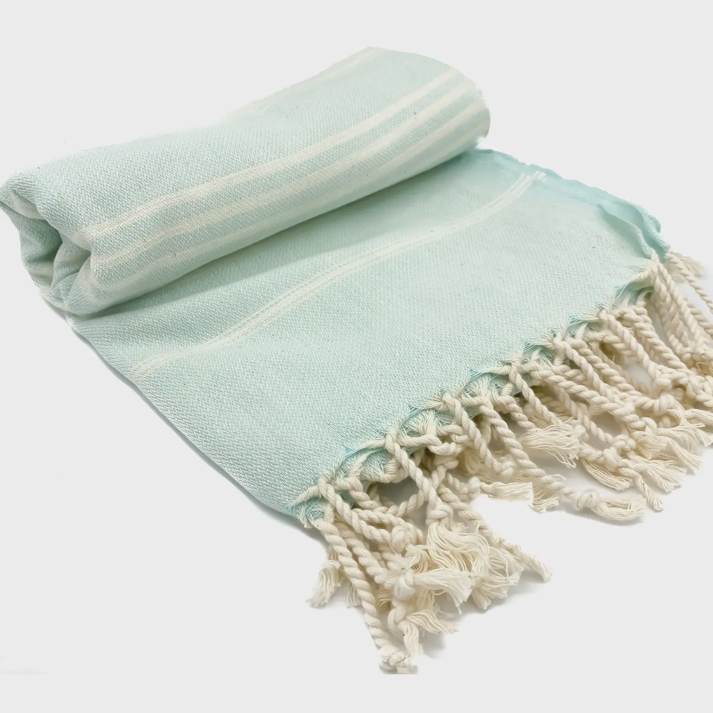 Kalkedon Turkish Towel - Sand Free Striped Beach Towel, Towel Color: Aqua