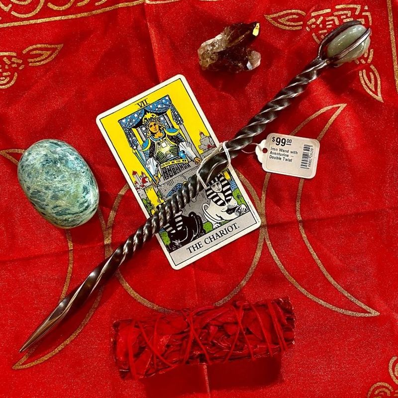 Iron Wand with Aventurine - Double Twist
