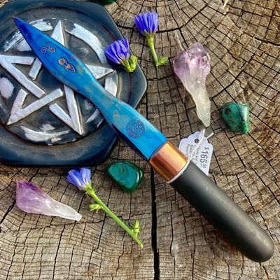 Ebony and Iron Athame Goddess Blade Colorized