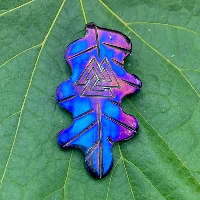 Luna Ignis Hand Forged Unique Valknut Oak Leaf Amulet Pendant