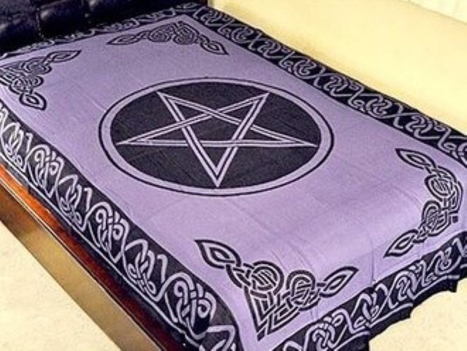 Cotton Tapestry - Pentacle (Purple/Black) - 72&quot;x108&quot;
