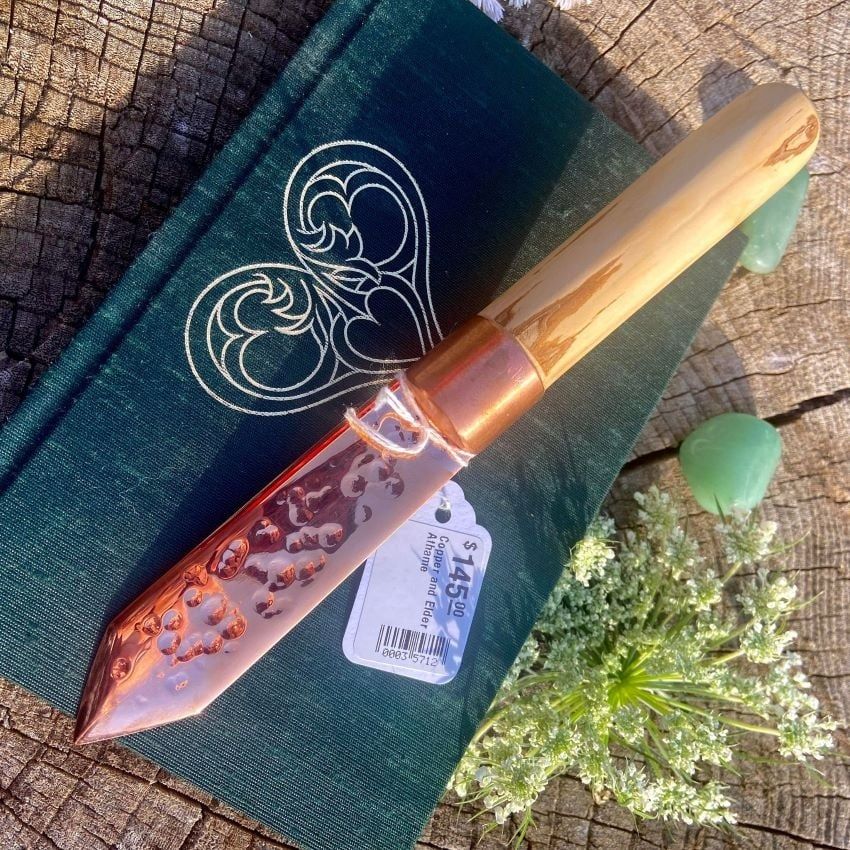 Copper and Elder Athame With Cratered Finish