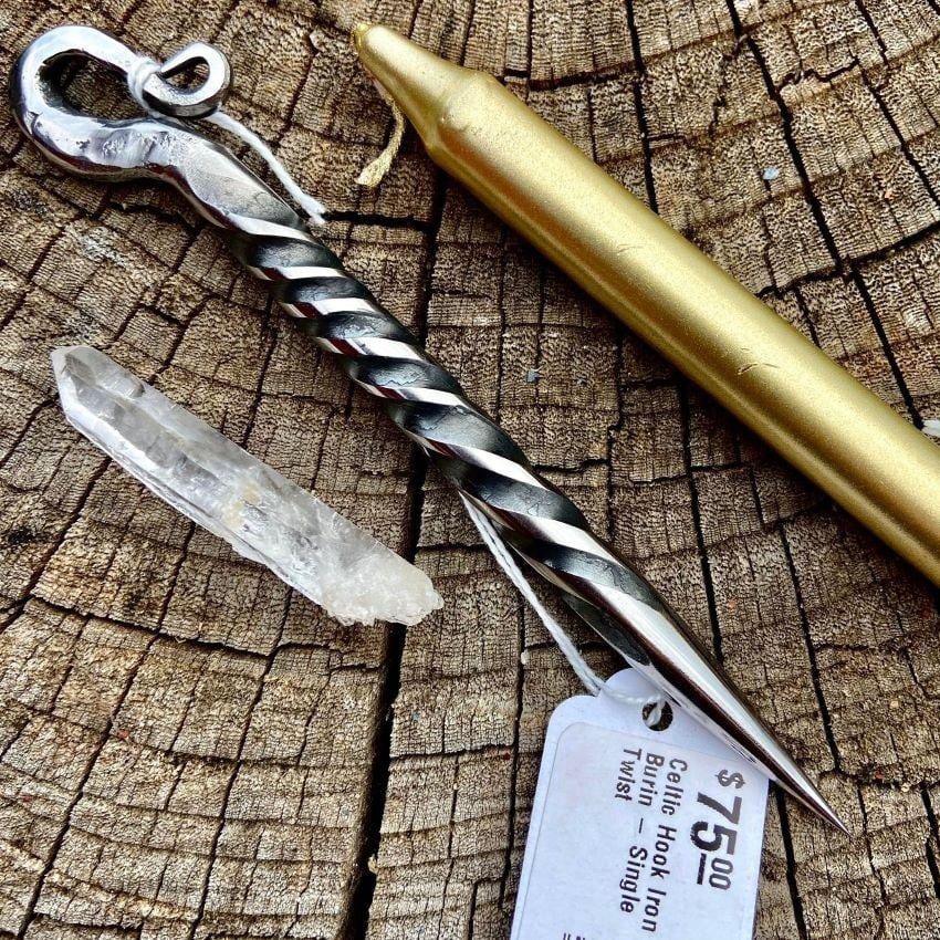Celtic Hook Iron Burin or Candle Scribe Single Twist