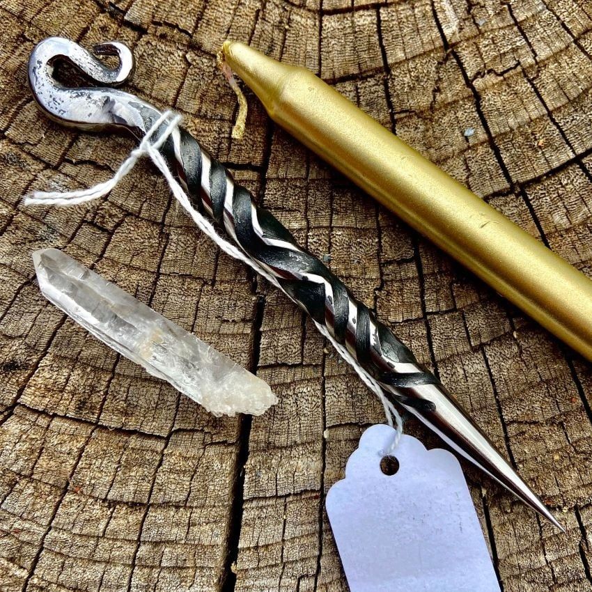 Celtic Hook Iron Burin or Candle Scribe with Quadruple Twist