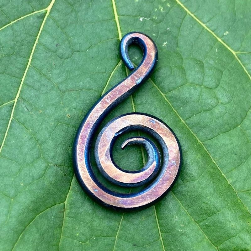 Luna Ignis Colorized Polished Iron Celtic Spiral Teardrop Amulet Pendant
