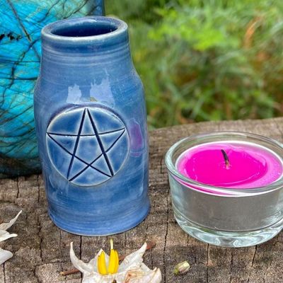 Luna Ignis Ceramic  Small Witch Bottle Blue For Water