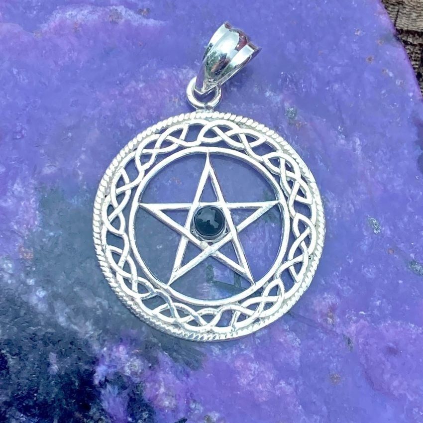 Sterling Silver Celtic Pentacle Pendant With Black Onyx