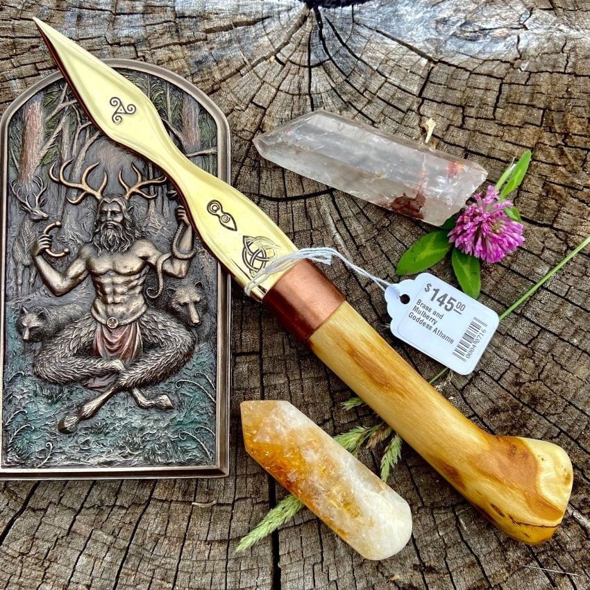 Brass and Mulberry Goddess Athame